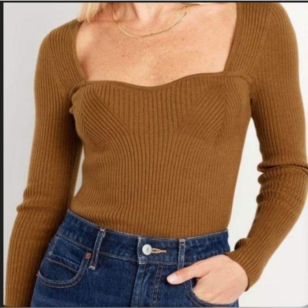 Old Navy Brown Ribbed Knit Top